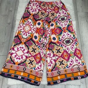 Christian Siriano New York Rayon Boho Pull On Wide Leg Pants